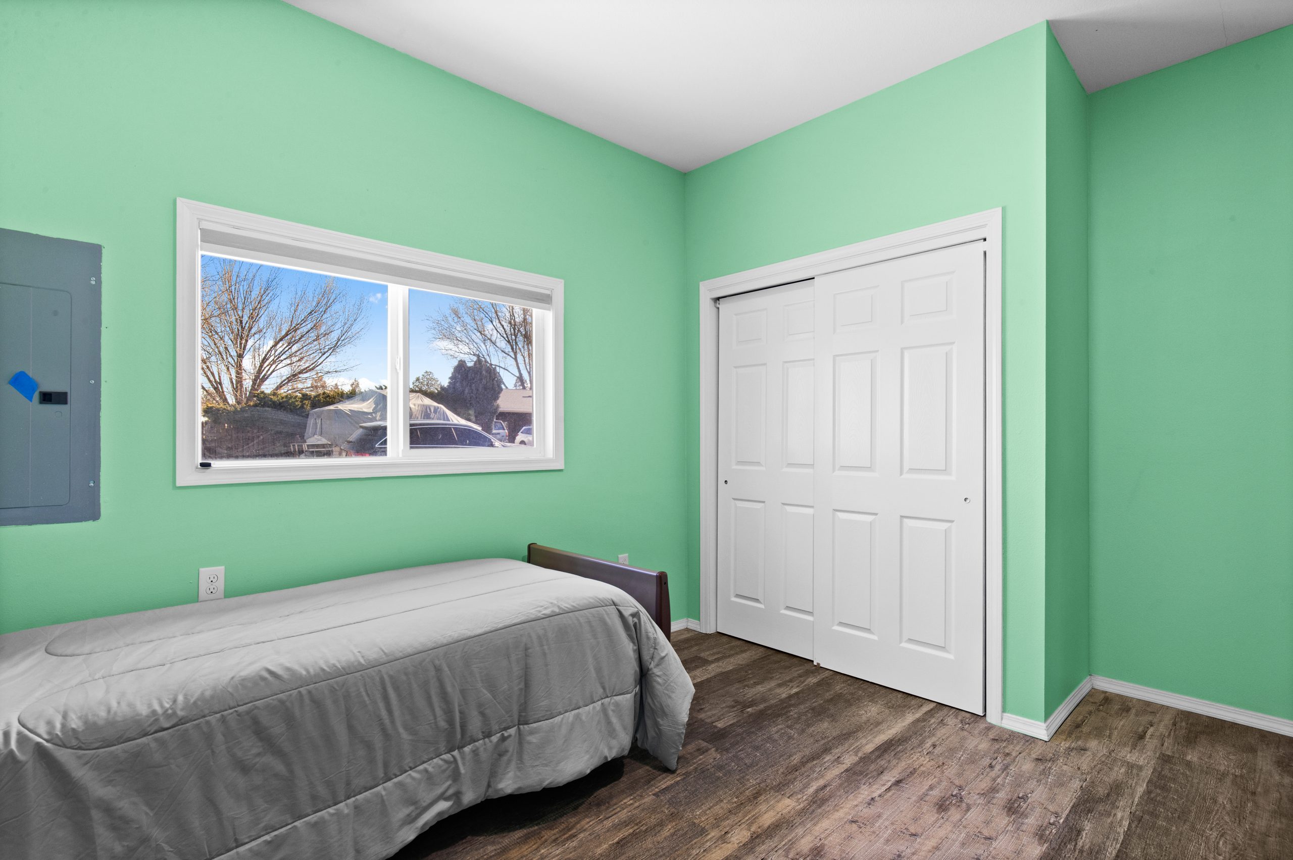 Green bedroom at Clarkston Care Home
